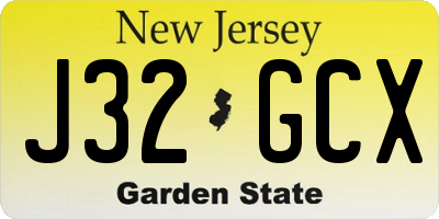 NJ license plate J32GCX