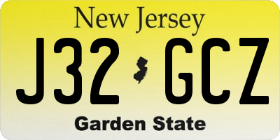 NJ license plate J32GCZ