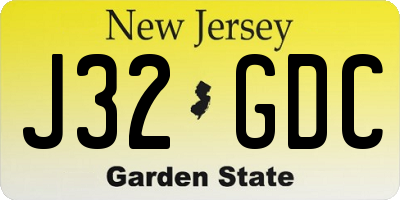 NJ license plate J32GDC