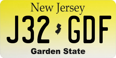 NJ license plate J32GDF