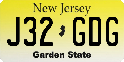 NJ license plate J32GDG