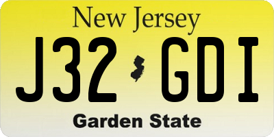 NJ license plate J32GDI