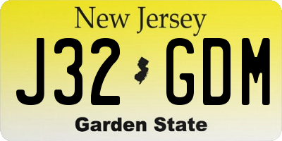 NJ license plate J32GDM