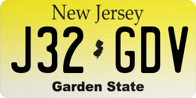 NJ license plate J32GDV