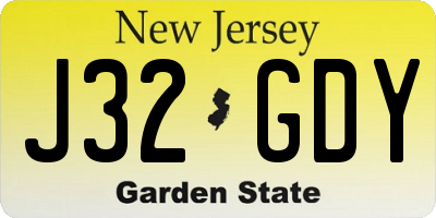 NJ license plate J32GDY