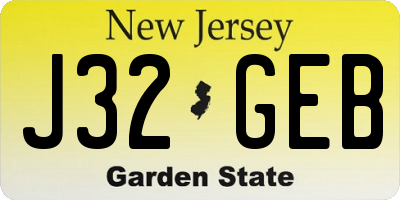 NJ license plate J32GEB