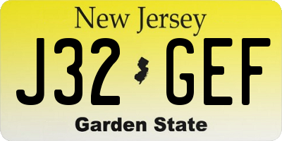 NJ license plate J32GEF