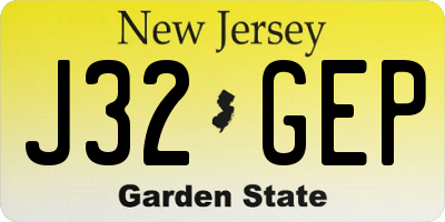 NJ license plate J32GEP