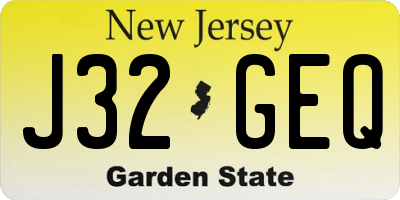 NJ license plate J32GEQ