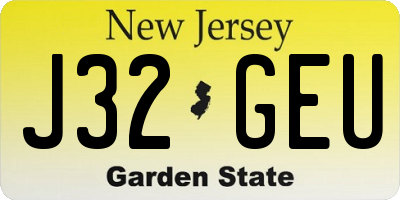 NJ license plate J32GEU