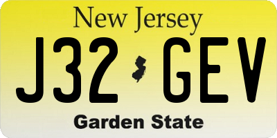 NJ license plate J32GEV