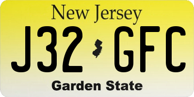 NJ license plate J32GFC