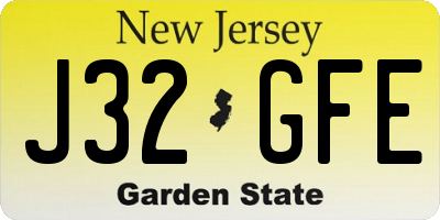 NJ license plate J32GFE