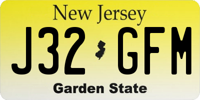 NJ license plate J32GFM