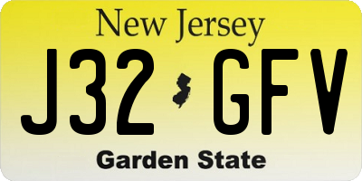 NJ license plate J32GFV