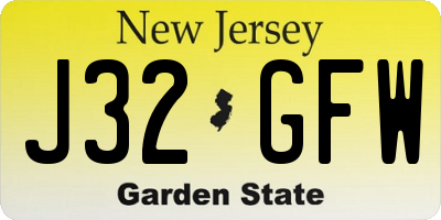 NJ license plate J32GFW
