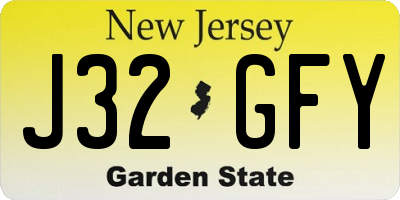 NJ license plate J32GFY