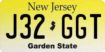 NJ license plate J32GGT
