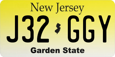 NJ license plate J32GGY