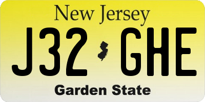 NJ license plate J32GHE