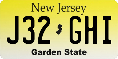 NJ license plate J32GHI