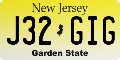 NJ license plate J32GIG