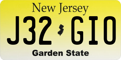 NJ license plate J32GIO