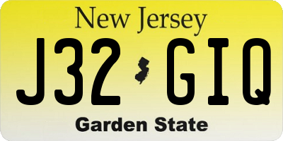 NJ license plate J32GIQ