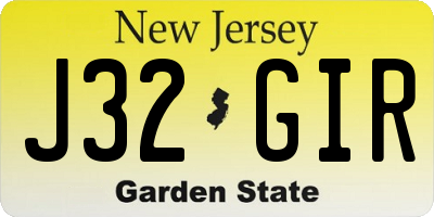 NJ license plate J32GIR