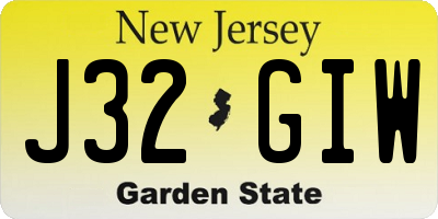 NJ license plate J32GIW