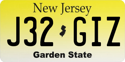 NJ license plate J32GIZ