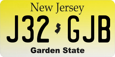 NJ license plate J32GJB