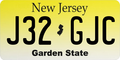 NJ license plate J32GJC