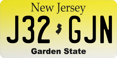 NJ license plate J32GJN