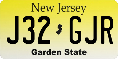 NJ license plate J32GJR
