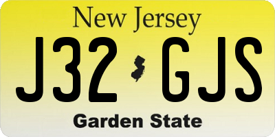 NJ license plate J32GJS