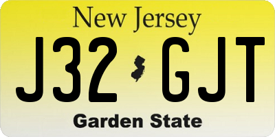 NJ license plate J32GJT