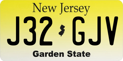 NJ license plate J32GJV