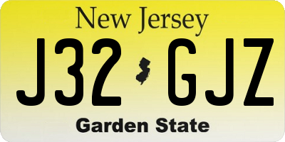 NJ license plate J32GJZ