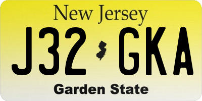 NJ license plate J32GKA