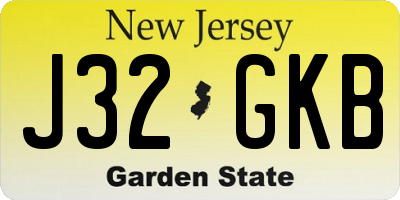 NJ license plate J32GKB