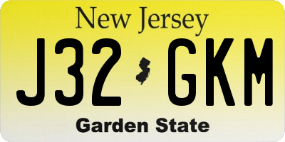 NJ license plate J32GKM