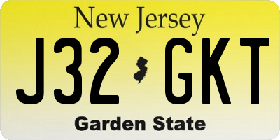 NJ license plate J32GKT