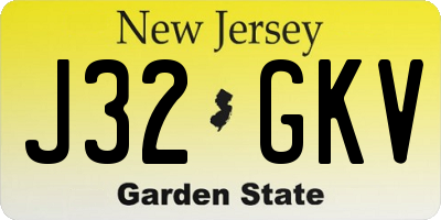 NJ license plate J32GKV