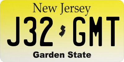 NJ license plate J32GMT
