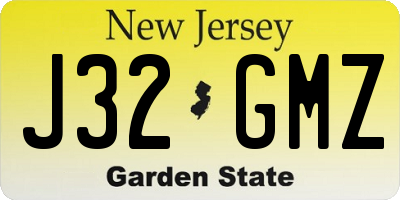 NJ license plate J32GMZ