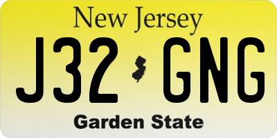 NJ license plate J32GNG