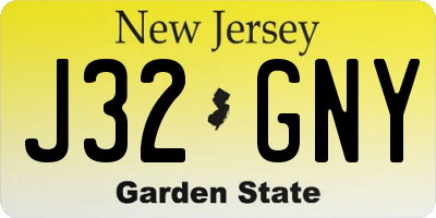 NJ license plate J32GNY