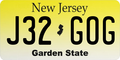 NJ license plate J32GOG