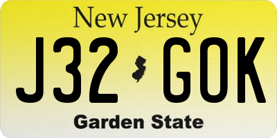 NJ license plate J32GOK